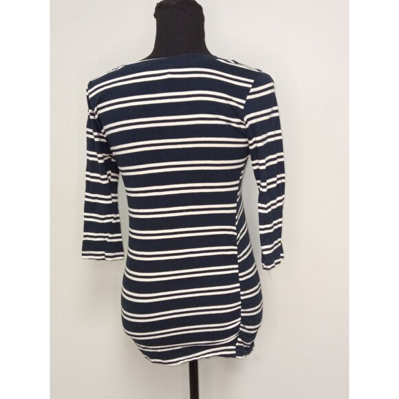 Mom's the Word Blue White Striped Maternity Top Size Small - Picture 2 of 8